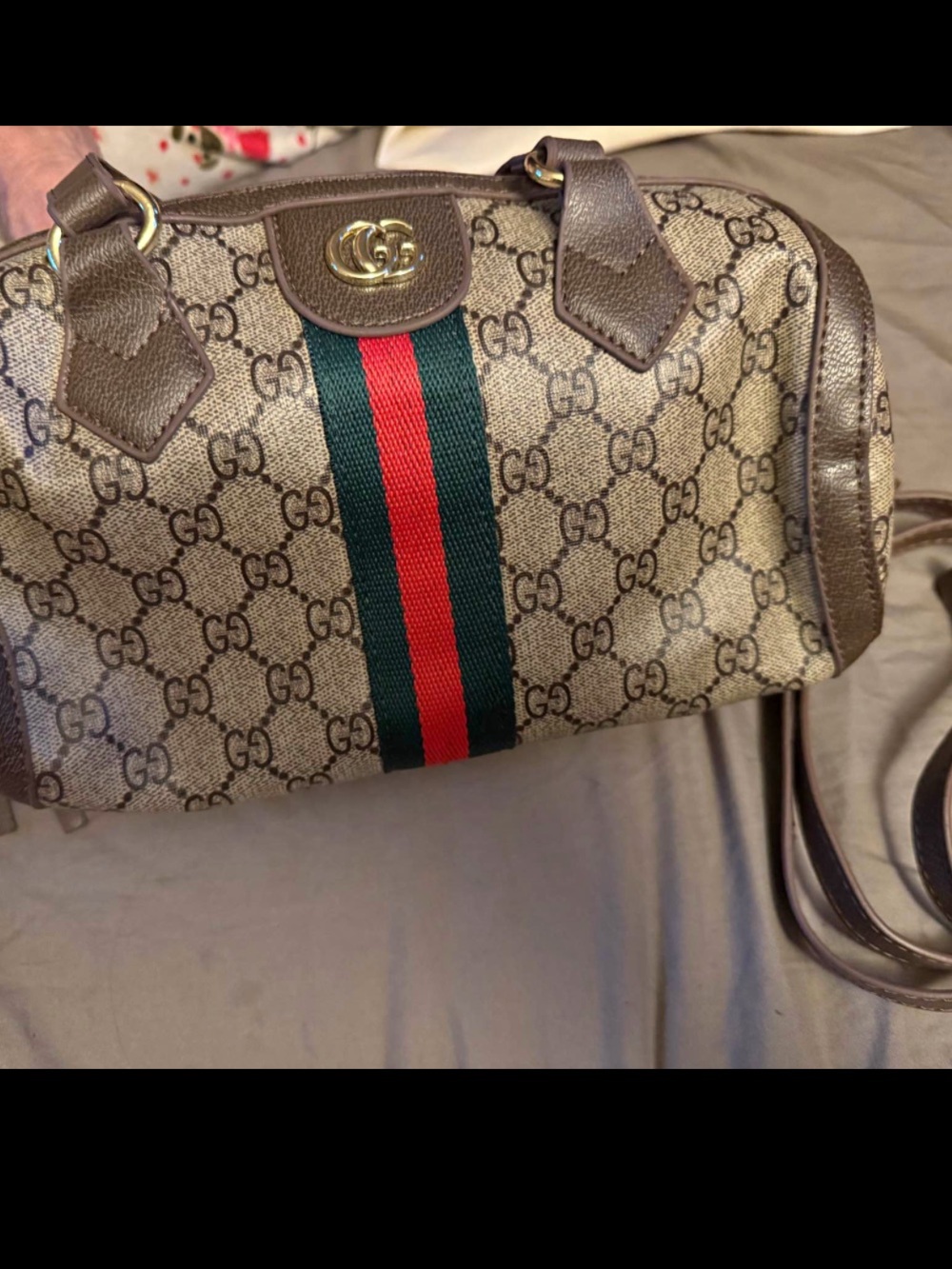 Brown GG Supreme Canvas Web Bowling Bag